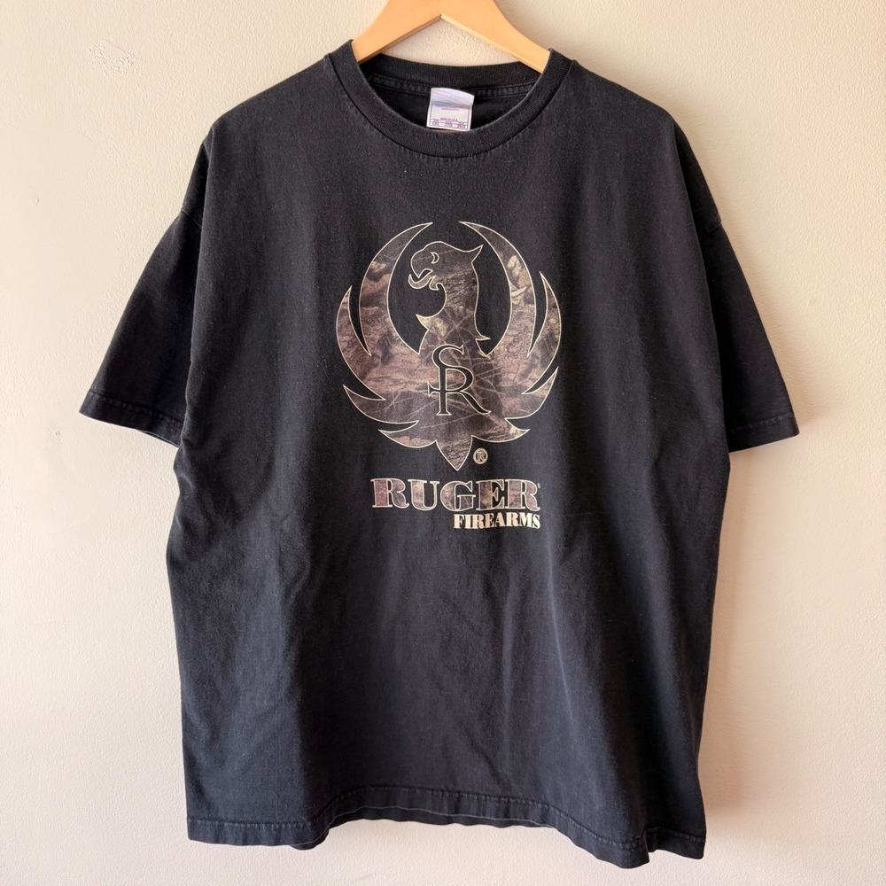 Y2K 2000s Ruger Graphic Short Sleeve T-Shirt Black